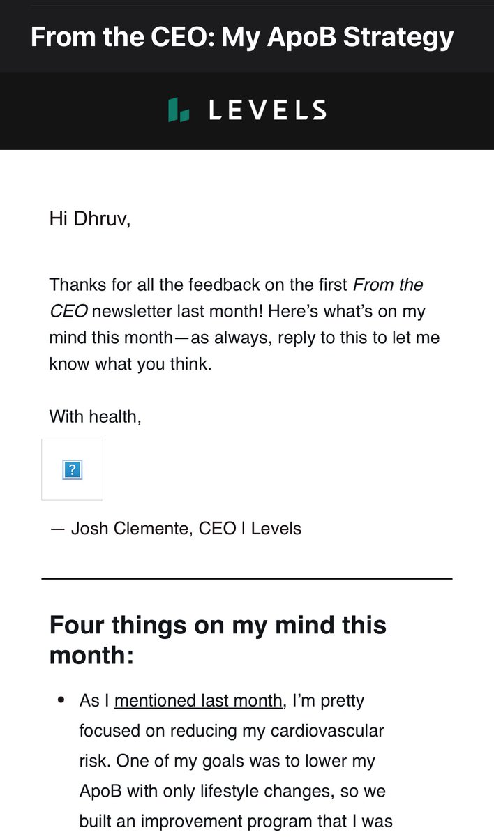 Say what you will about ⁦<a href="/Levels/">Levels</a>⁩ but I get more actionable content from them about reducing cardiovascular risk than I do my cardiologist (freaking Mass General's cardiology prevention clinic).