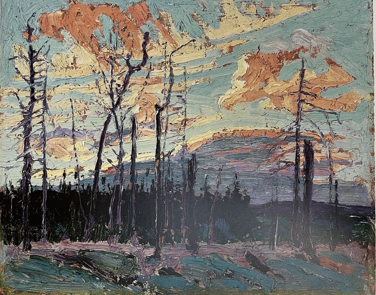 GM 

Photo (2025) on the left, Tom Thomson paintings (1915) on the right,

all of the same area in Ontario 

Thomson’s palettes always seemed otherworldly to me,

how wonderful that they are not