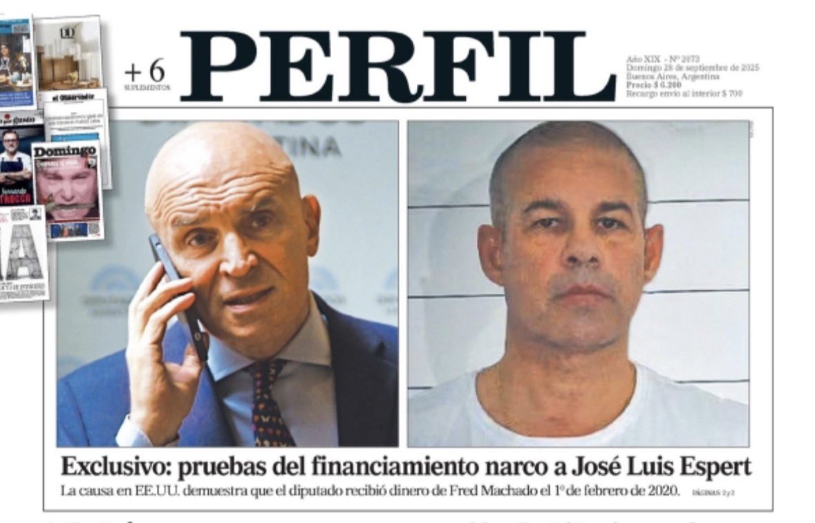 📰 | #NOTICIA | NARCOS | 📰 

Escándalo narco en campaña: Espert y el dinero sucio.

Nueva denuncia sacude a José Luis Espert: recibió US$200.000 de la banda de "Fred" Machado, narco detenido por lavado y tráfico. 

Financió su candidatura 2019 con aviones y camioneta ligada a