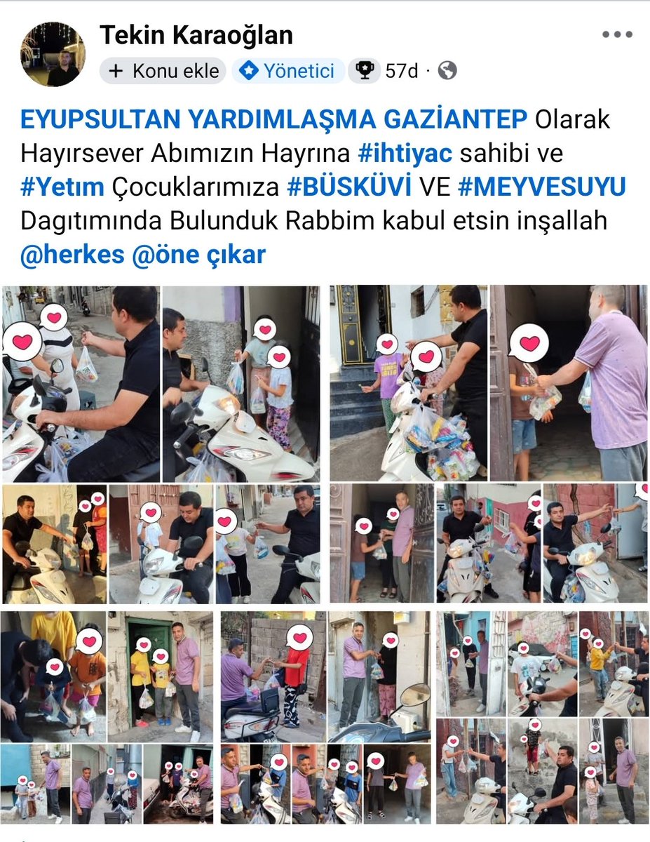 EYardimlasma's tweet photo. @EYardimlasma YARDIMLAŞMA GAZİANTEP Olarak Hayırsever Abımızın Hayrına #ihtiyac sahibi ve #Yetım Çocuklarımıza #BÜSKÜVİ VE #MEYVESUYU  Dagıtımında Bulunduk Rabbim kabul etsin inşallah
@KaraoglanTekin @ErturulEmr66402 https://t.co/9WZBHI5b0v