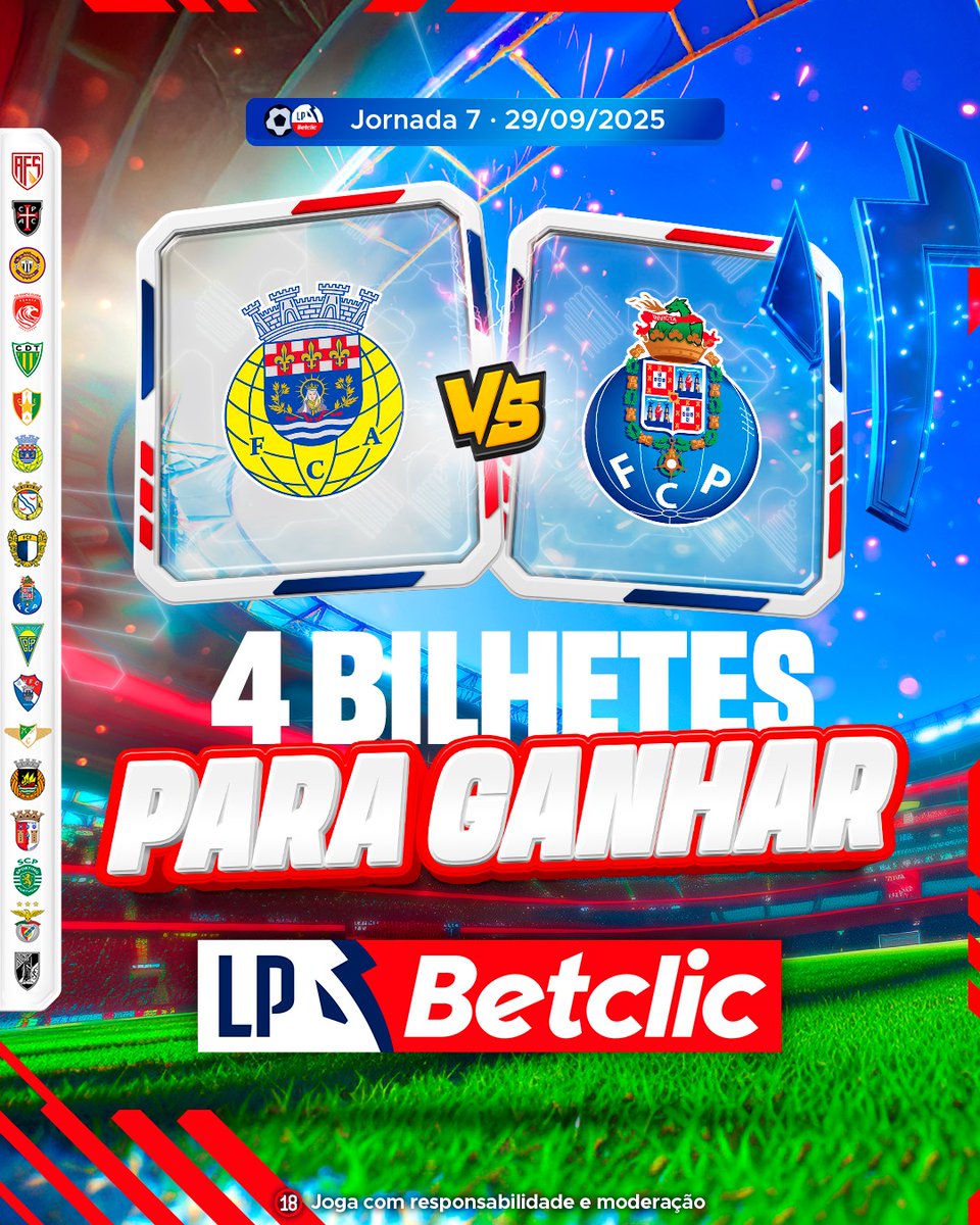 👀👊 𝗔𝗹𝗲𝗿𝘁𝗮 𝗚𝗶𝘃𝗲𝗮𝘄𝗮𝘆 🔥

Estamos a sortear 2 bilhetes duplos para o Arouca x FC Porto! Para poderes ganhar tens apenas de:

• Seguir o <a href="/_mercadoazul_/">Mercado Azul</a> e a <a href="/BetclicPortugal/">Betclic Portugal 🔞</a> 
• Dar like e repost
• Identificar um amigo nos comentários

⏰ Válido até amanhã às 12H00