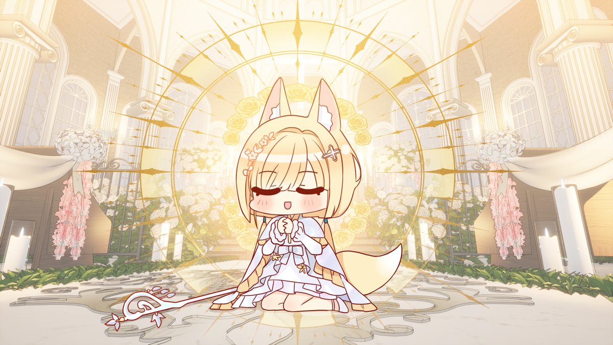 Gustas556's tweet image. 디제이 구름님께 맡긴 커미션 입니다.
초 카와이한 여우 성녀님!
#siho_art