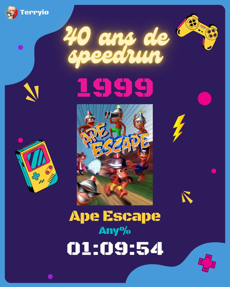 TerryioRedfire's tweet image. [40 ans de speedrun]
1999 - Ape Escape
Any%

Il est temps de ramener les singes dans leur époque.
Toujours aussi plaisant à jouer aujourd'hui, hormis courir après les singes si les fast strats sont loupées.

Next ➡️ 2000 - Tony Hawk Pro Skater 2
Tracking : bit.ly/407uzrJ