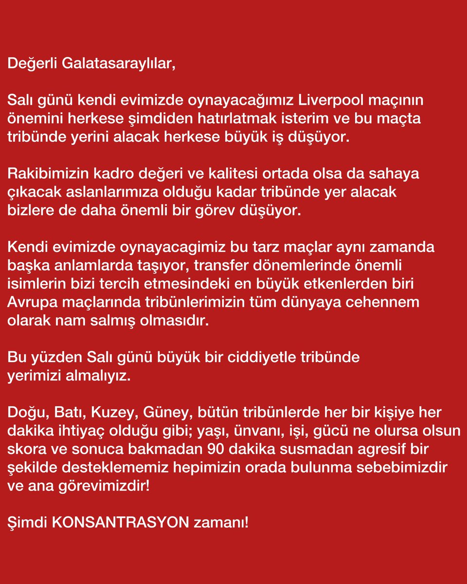ultrAslan tribün lideri Sebahattin Şirin'den, Liverpool maçı öncesi çok önemli açıklama; 👇