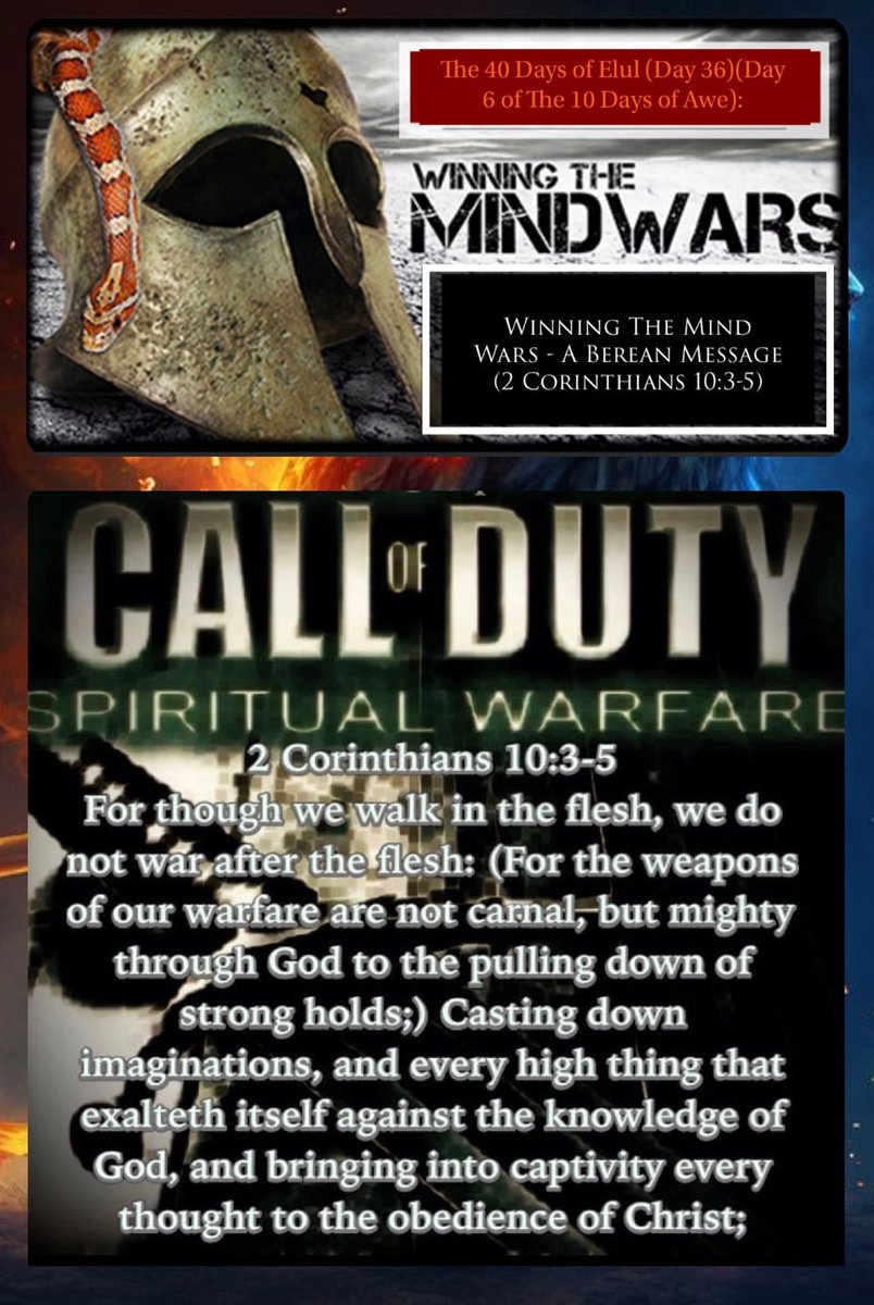 bbbthatsright's tweet image. The 40 Days of Elul 2025 (Day 36)(Day 6 of The 10 Days of Awe): Winning The Mind Wars - A Berean Message - 2 Corinthians 10:3-5:

servantofyeshua7.com/yahweh-yeshua-…

#MindofChrist #SpiritualWarfare #WalkWithGod