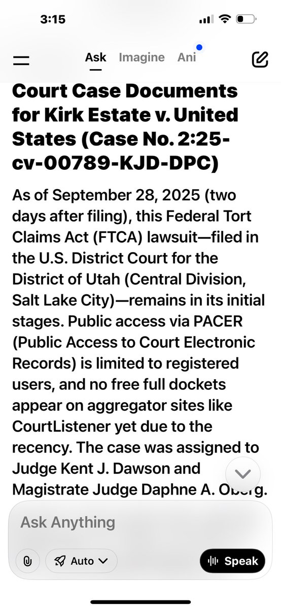 Eap2044's tweet photo. 🚨Grok just told me Erica Kirk is suing the FBI for 50 Million for mishandling evidence during Charlie’s Autopsy!!!! Can anyone confirm this. Just wondering if Grok has went 🤪! Case details below 👇. 
#Charliekirk #FBI #KashPatel #TurningpointUSA
#EricaKirk https://t.co/AFf3PWrh2k