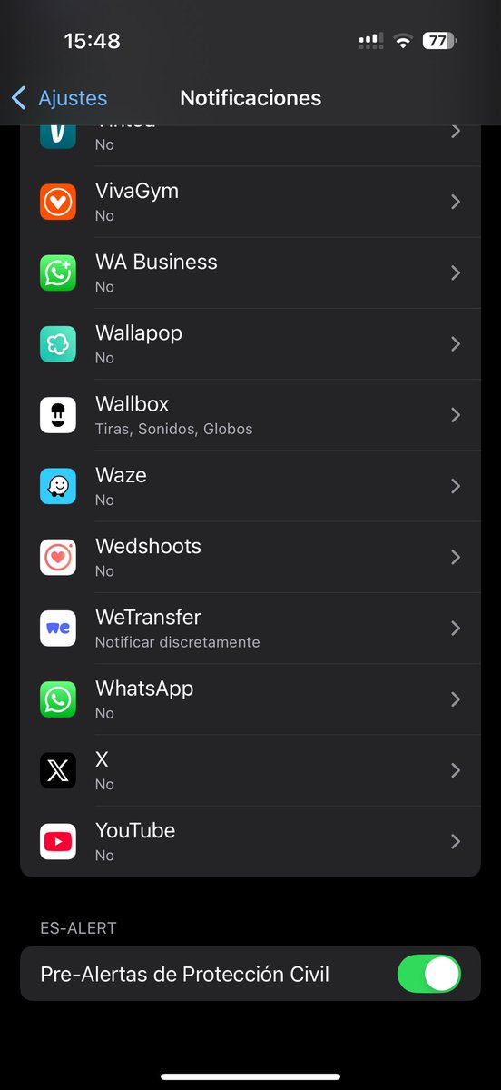🚨‼️Configura las alertas de Protección Civil en tu móvil: 

🍏iOS (iPhone): "Ajustes"> "Notificaciones"> "ES-ALERT". 

🤖Android: "Ajustes"> "Notificaciones"> "Ajustes avanzados"> "Alertas de emergencias inalámbricas".