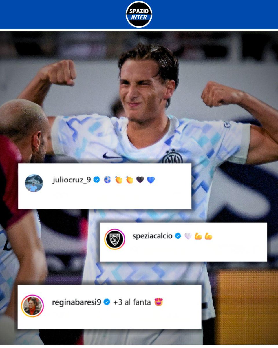 SpazioInter's tweet image. TUTTI PAZZI PER PIO ESPOSITO 😍

Anche il bomber nerazzurro El Jardinero Cruz applaude il primo gol in Serie A del talentuoso #94. E spunta il commento della bandiera dell&apos;Inter femminile Regina Baresi 👏

Quanto è forte Francesco Pio Esposito 👇

#Inter #Esposito #SpazioInter