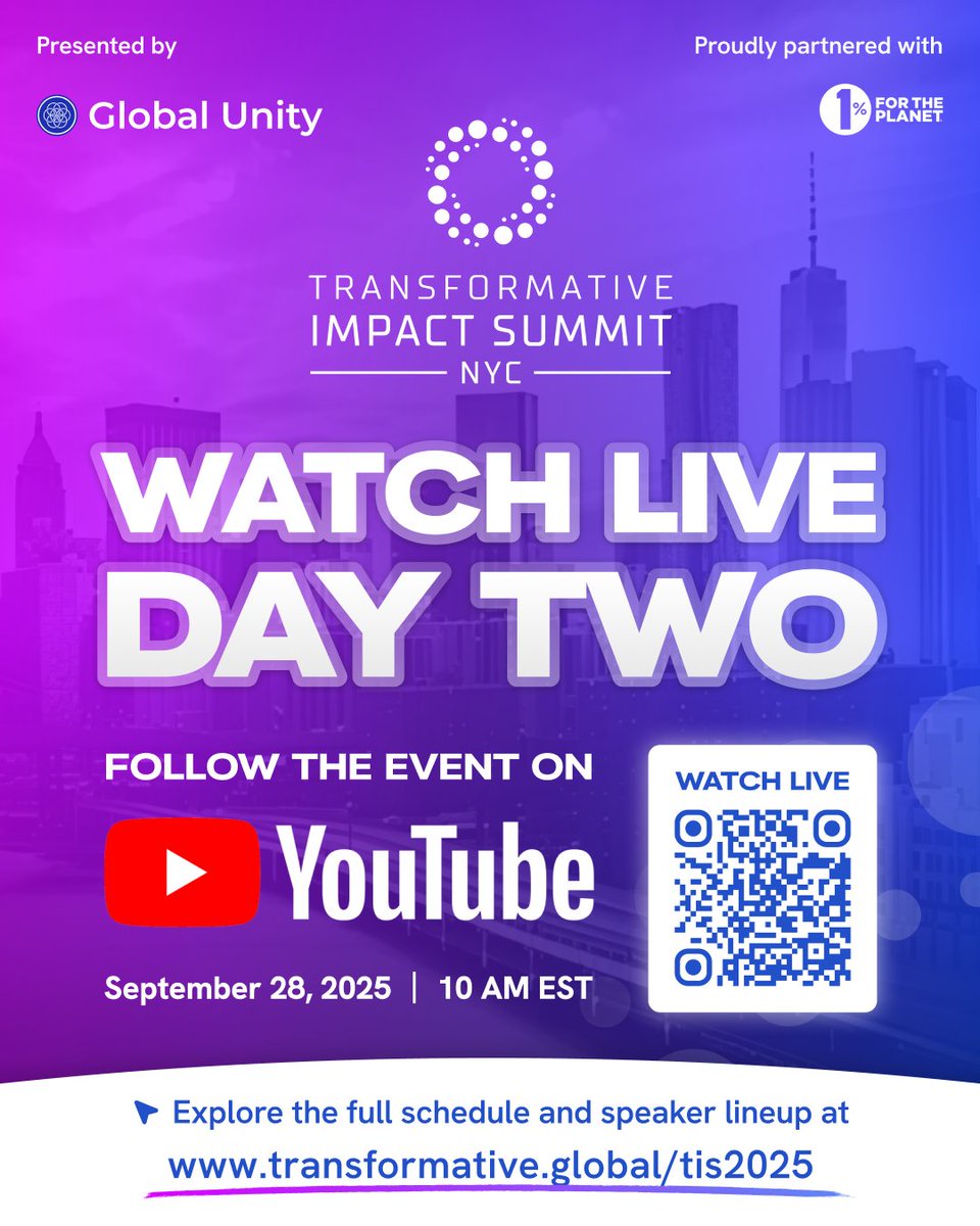 transformativex's tweet photo. Day 2 is LIVE: The Transformation Continues!

Today, starting at 10:00 AM EST we'll continue broadcasting live from the @SheenCenter in NYC.
Tune in now to be part of the experience from anywhere in the world.

➡️ Watch the Day 2 Live Stream (NEW LINK)
https://t.co/VEmvCg2wfO
1/2 https://t.co/hS0GhtMMHv