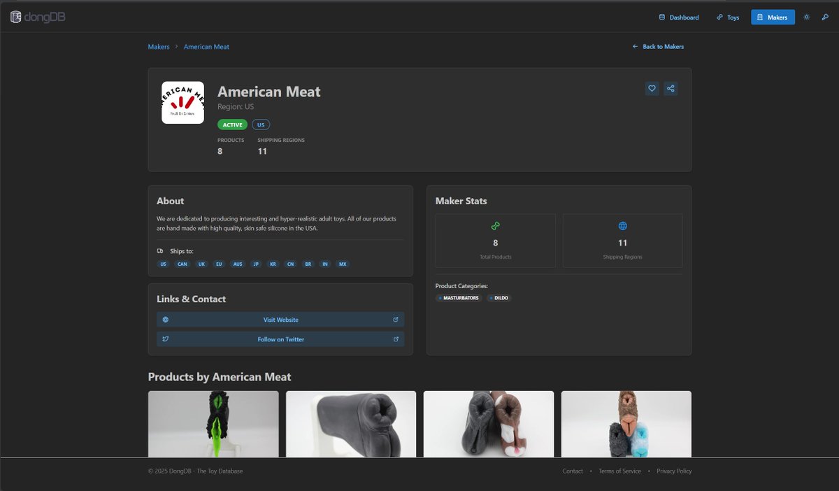 _dongDB's tweet image. DongDB Update:
- We cleaned out the test data on toys.
- We added @AmericanMeatInc to the archive!
- Made toy pages editable for archivists
- Added Availability for toys and shop link
- Performance on caching is a bit better now

Have a nice weekend!