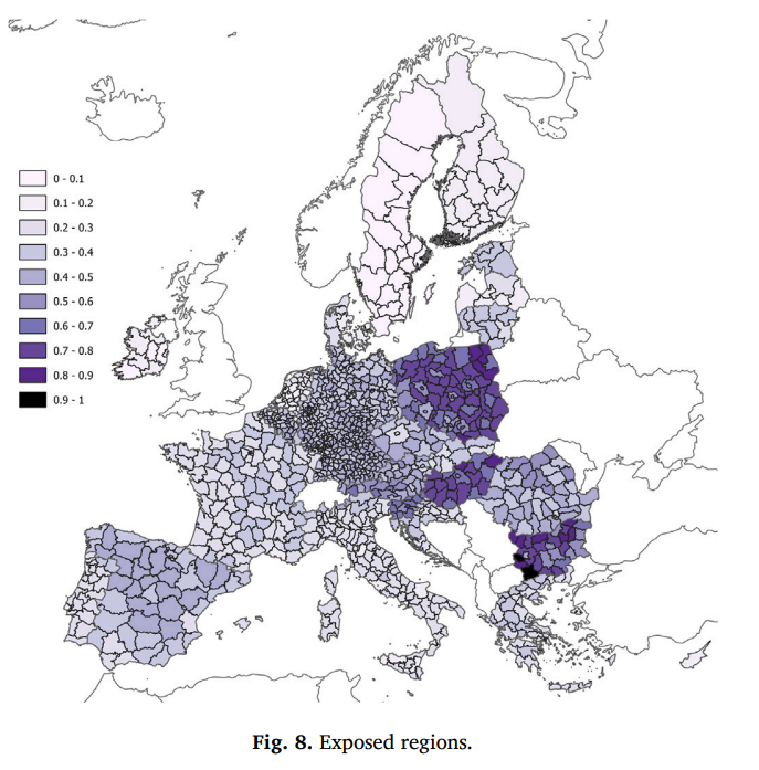 Wrażliwość ekonomiczna na ETS2 (podatku od węgla i gazu). 

Unia Europejska A i B, a najbardziej dotknie to Polski i Bułgarii. Problem w tym, że a) uda się to najwyżej odwlec, a nie zatrzymać, b) krajowa polityka tego problemu nie adresuje.

Raport: sciencedirect.com/science/articl…