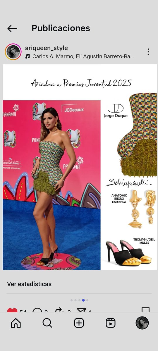 700_lila's tweet image. Ariadna exaltando el diseño Colombiano vestida de Jorge Duque con Accesorios de la firma Francesa #schiaparelli, un look vanguardista y atrevido #ariadna #ariadnagutierrez