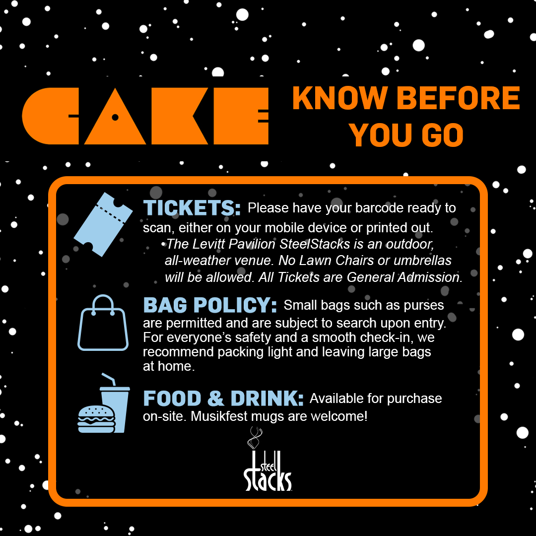 🍰 KNOW BEFORE YOU GO: CAKE 
🎟️ Limited tickets remain 👉 brnw.ch/21wWabu
❗REMINDER: We are an all weather venue. This show will go on rain or shine. Lawn chairs, blankets &amp; umbrellas are not permitted.