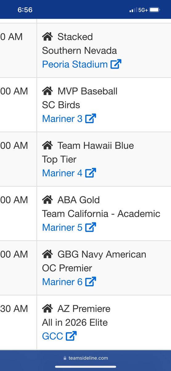 Will be playing on Mariners 5 at 10:00 am today