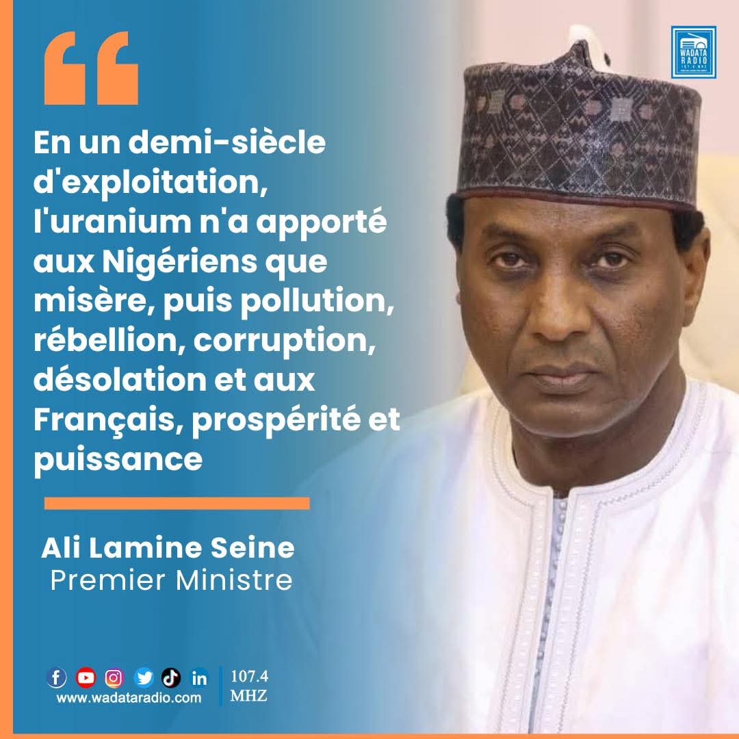 abder2810's tweet image. En un demi-siècle d'exploitation, l'uranium n'a apporté aux Nigériens que misère, puis pollution, rébellion, corruption, désolation et aux Français, prospérité et puissance

S.E Ali Lamine Zeine, Premier ministre du Niger à la tribune de l'ONU.