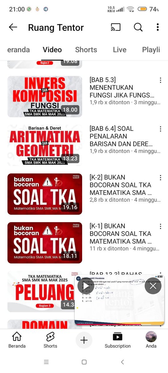 gaiss ini kalo mau belajar tka matwa boleh ke channel ini, lengkap dan soalnya juga lumayan dagingg🔥🔥