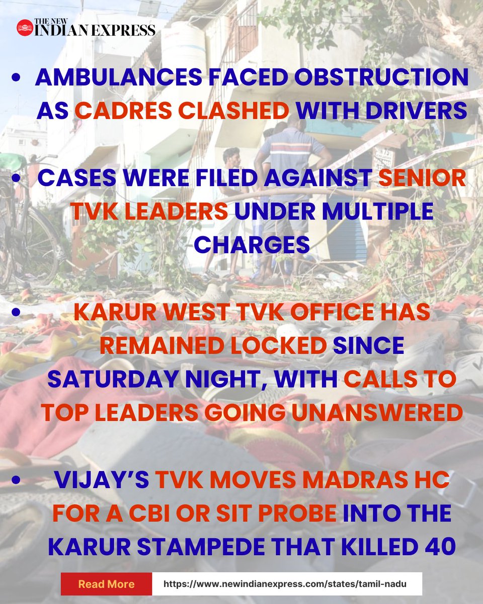 #Vijay’s #TVK #Karur rally stampede | What began as a routine leg of #TamilagaVettriKazhagam (#TVK) leader and actor #Vijay's political campaign turned into a tragedy on Saturday evening in #Karur, where a massive crowd surge led to a deadly stampede, leaving 40 people dead and