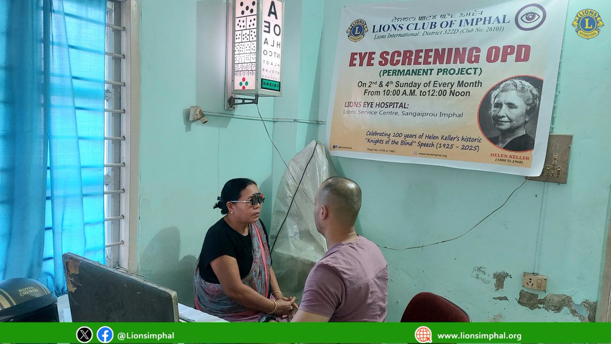 LionsImphal's tweet photo. 2nd Eye Check up OPD for Sept 2025 at Lions Eye Hospital of #LionsClubofImphal on 28.09.2025.
#lionsinternational #dist322d #sightfirst #HelenKeller100 @lionsclubs https://t.co/02mOVOdGuu
