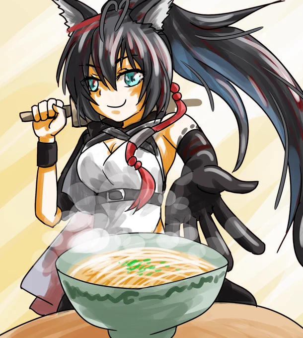#アークナイツ版深夜の真剣お絵かき60分一本勝負 【ブレイズ】ユー直伝の長寿麺食べてみたいな。 #アークナイツ