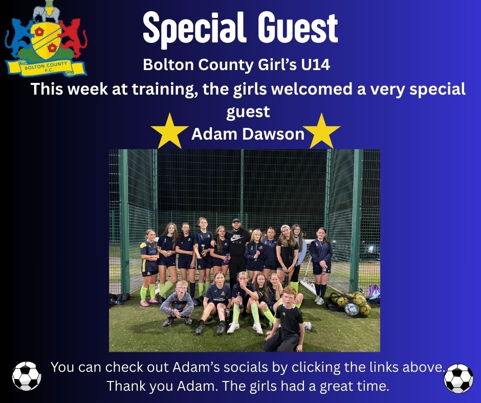Boltoncountyfc's tweet photo. 📷SPECIAL GUEST📷
Thank you Adam Dawson for popping down. The girls had a great evening.
https://t.co/Y2x0OAUWvb
https://t.co/ZrI1dLXNMn
https://t.co/0agvKTYunl https://t.co/hm3qmP8wua