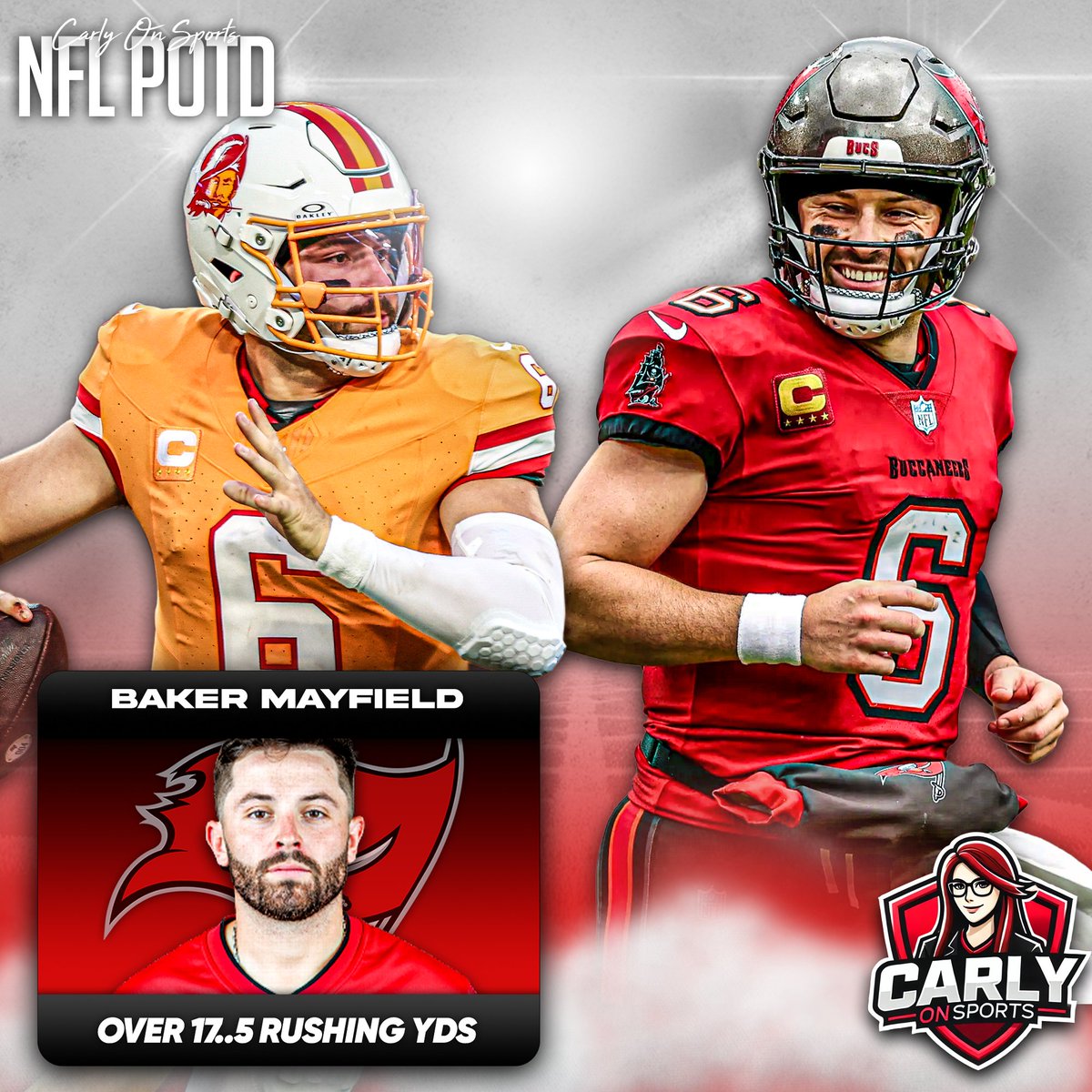 NFL WEEK 4 POTD (1pm) 🏈

Baker Mayfield o17.5 rush yards (-112)

- 3/L3 (38.7 avg)
- PHI allowed 66 yards to Mahomes last week
- Operating on a limited receiver core and a sore bicep

#NFL #FreePicks #PlayerProps #GamblingX #WeAreTheKrewe