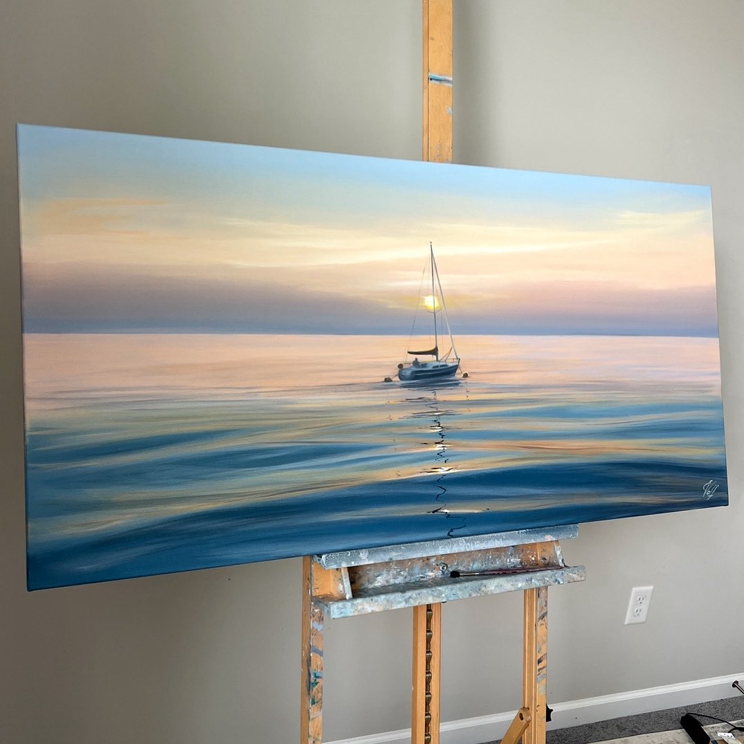 If you could sail anywhere in the world, where would you go?
Dancing on The Water, oil on canvas 48x24”