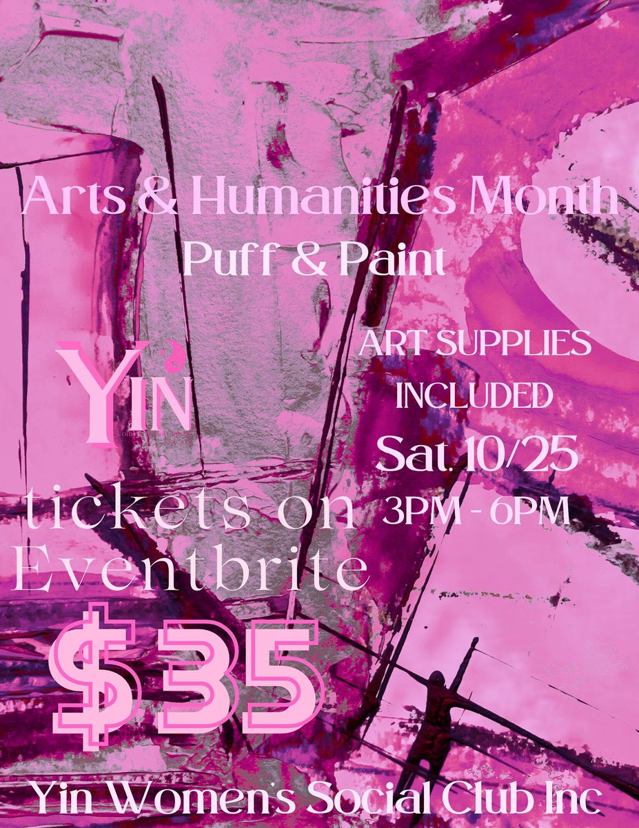 YinWSC's tweet image. PUFF &amp;amp; PAINT 🎨🍃 October is #artsandhumanities month and we’re celebrating with a 420 friendly sip &amp;amp; paint event at on SATURDAY, OCTOBER 25th | doors open at 2:30 💕 event time 3pm

$35 tickets ALL ART SUPPLIES INCLUDED!
•complimentary wine
•lite finger foods available