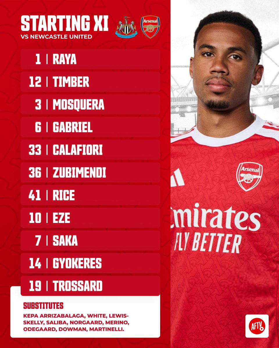 Our 𝐒𝐓𝐀𝐑𝐓𝐈𝐍𝐆 𝐗𝐈 against Newcastle today 💪

Thoughts on the team selection? 🤔