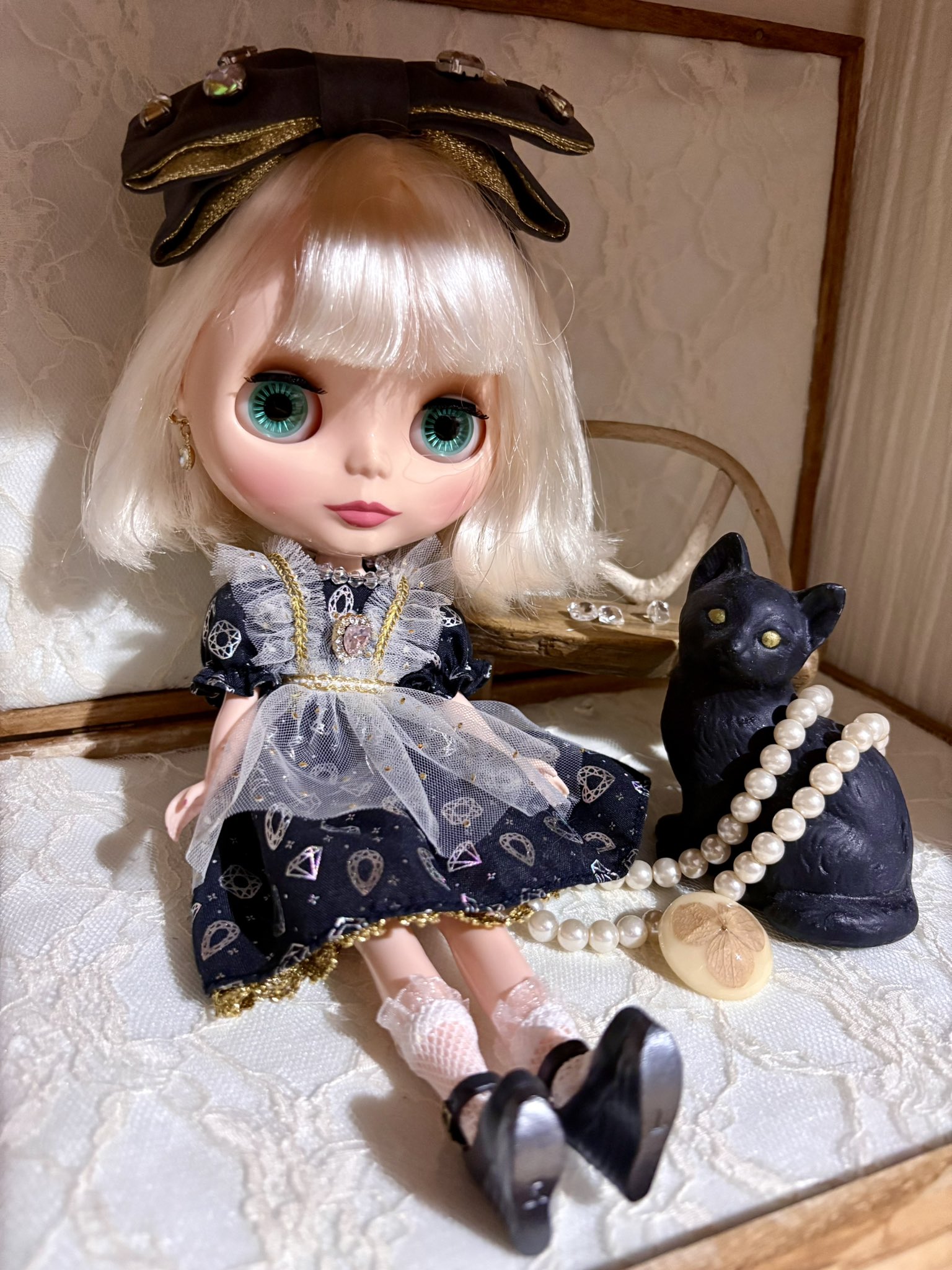 【オーダー生地確認】リカちゃん ブライス ブライス☆リカちゃん☆グリーン☆オーバーオール☆ドール服