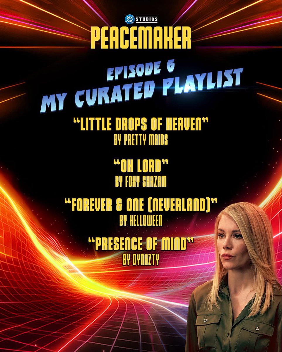 dynaztyband's tweet photo. We’re super thrilled to have PRESENCE OF MIND featured on episode 6, season 2 of HBO series PEACEMAKER.

A huge thank you to director @JamesGunn - also for mentioning us in the Peacemaker podcast! VERY honoured! 🙏🏻

#dynazty #peacemaker #hbo #dccomics #jamesgunn #presenceofmind https://t.co/GtMLXDdy3U