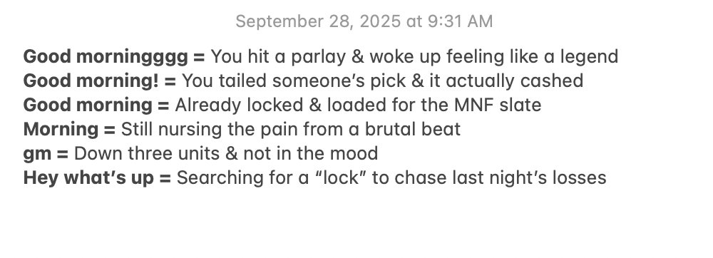 Which text you sending?