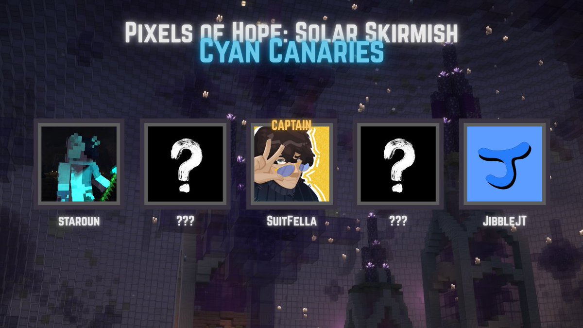 I don't this a coalmine would SUIT them...

Announcing Cyan Canaries!

<a href="/StarounLIVE/">StarOun</a>, <a href="/SuitFella/">Suit</a>, and <a href="/JibbleJT/">JibbleJT</a> 

Watch them perform for Charity - October 6th at 8pm BST