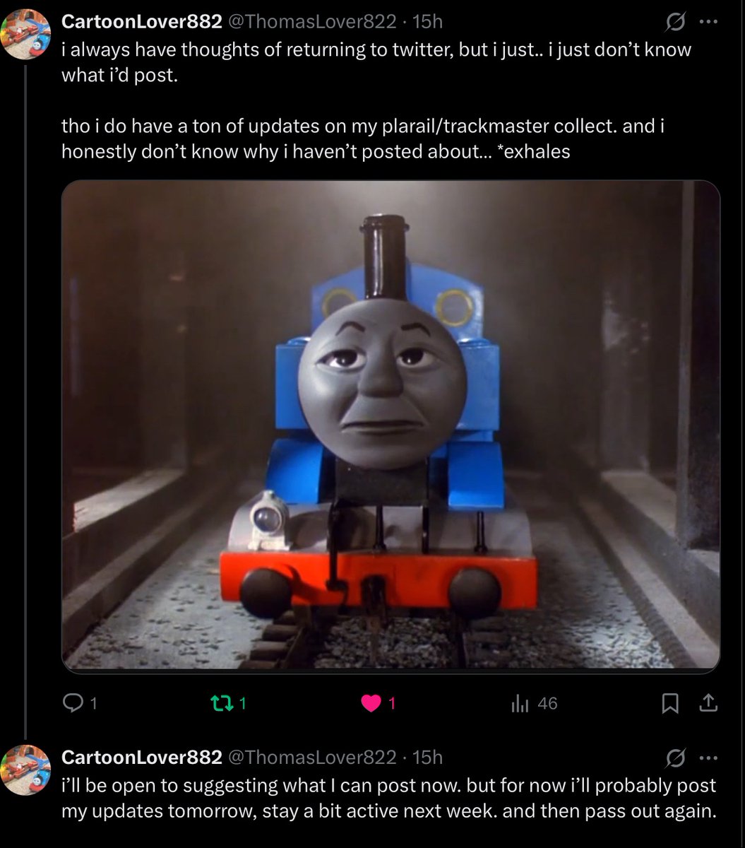 ThomasLover822's tweet photo. 🫤Wow… it’s… sad. even if i returned for a days no one would give a shit. https://t.co/q9CVLfnxpQ