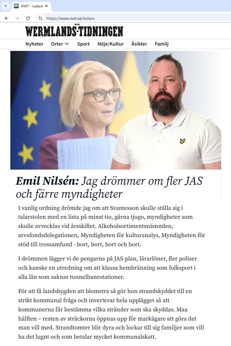 Högern är verkligen inte lika bra på sådana kursändringar. Det finns ingen genväg.

När det finns en skattefinansierad PR-bunker vid Gärdet blir det lätt så. När det finns två permanentas både tillståndet och motståndet.

nwt.se/2025/09/27/jag…