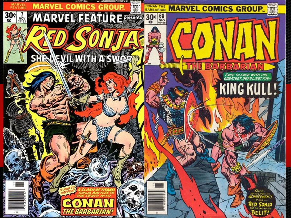 It's #SwordSunday with Conan the Barbarian and his meetings with Red Sonja and King Kull. #FantasyComicsMonth  davescomicheroes.blogspot.com/2025/09/sword-…