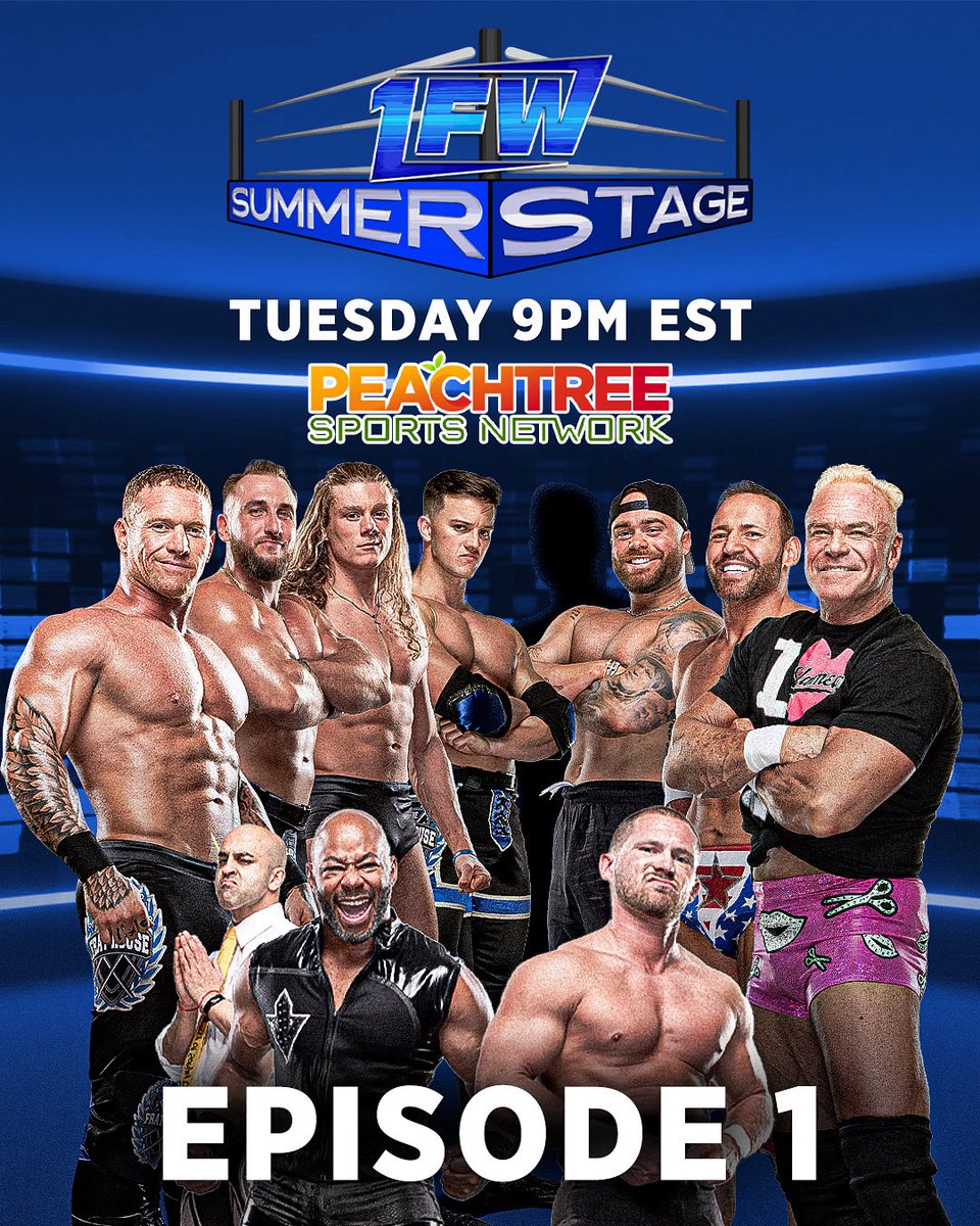 The very first episode of 1FW TV debuts on Peachtree Sports Network featuring action from our huge event SUMMERSTAGE from Center Stage In Atlanta  Tuesday at 9 pm!

Jay Lethal w/Sonjay Dutt vs Adam Priest 

Frat House vs QT Marshall, Austin &amp; Billy Gunn and a special guest!