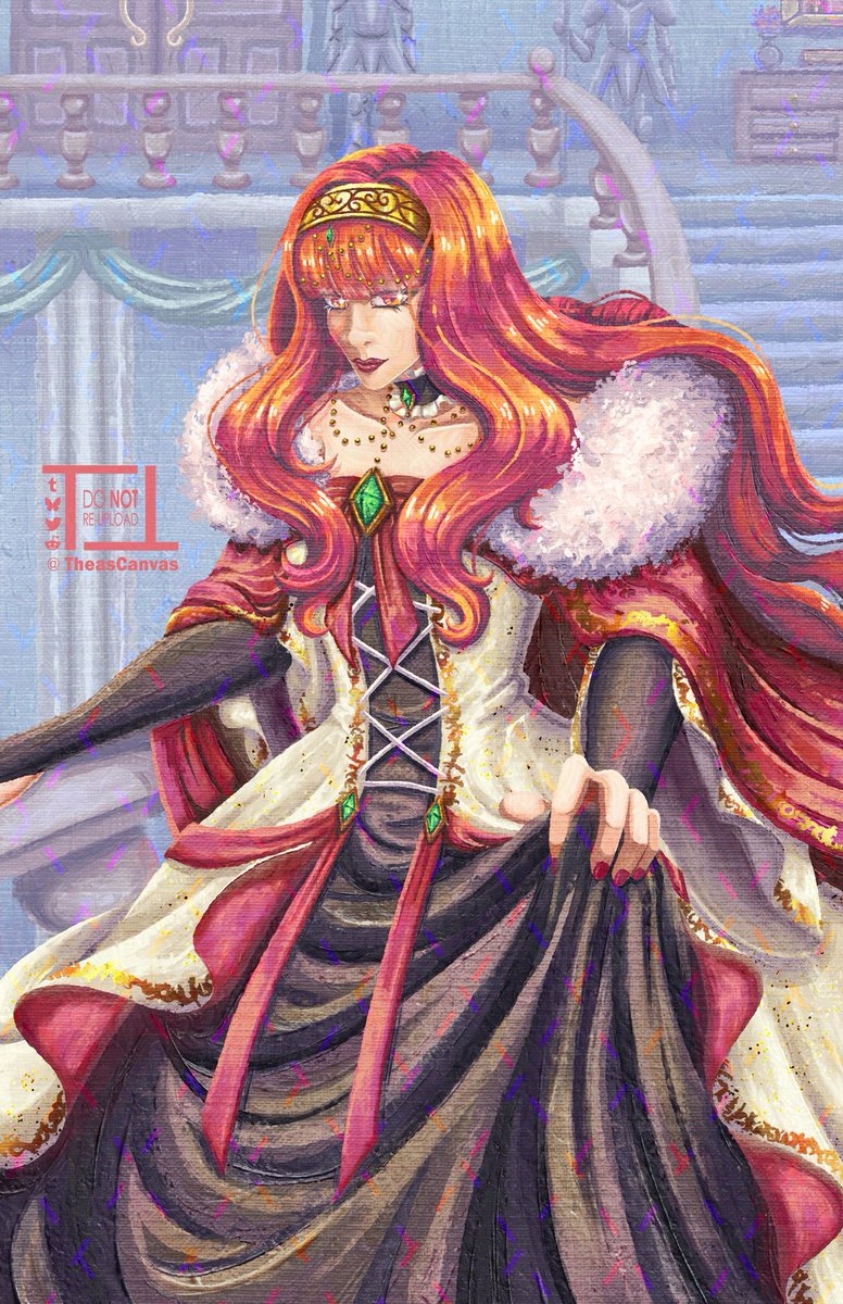 My 1st piece for this zine! I wanted to paint Empress Celica, so she is older here, hence the longer hair 💖

#FireEmblem #FEEchoes
