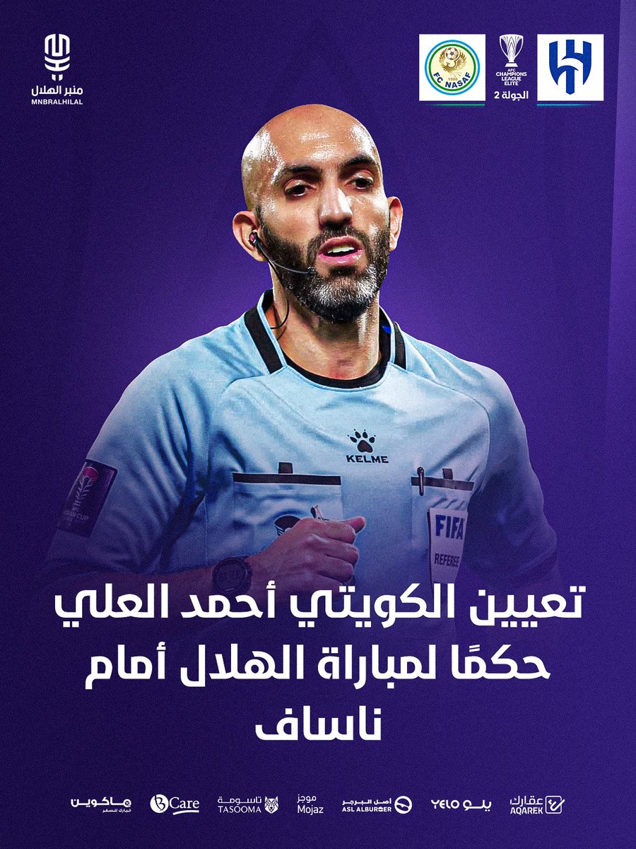 MnbrAlhilal's tweet photo. 🚨🚨🚨 رسميًا:

تعيين الكويتي أحمد العلي حكمًا لمباراة الهلال أمام ناساف. https://t.co/ewg2hRwXN6