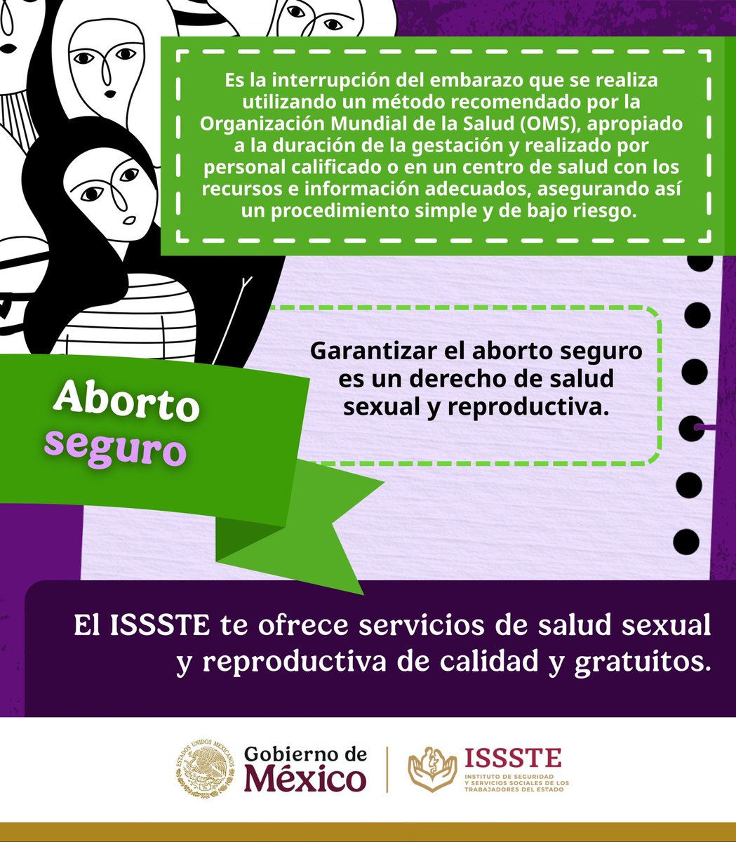#ISSSTE reafirma el compromiso con la salud y los derechos sexuales y reproductivos de todas las mujeres y personas con posibilidad de gestar💚 Brindamos servicios de salud sexual y reproductiva de calidad, gratuitos y seguros, cuidando el bienestar y la autonomía de cada persona