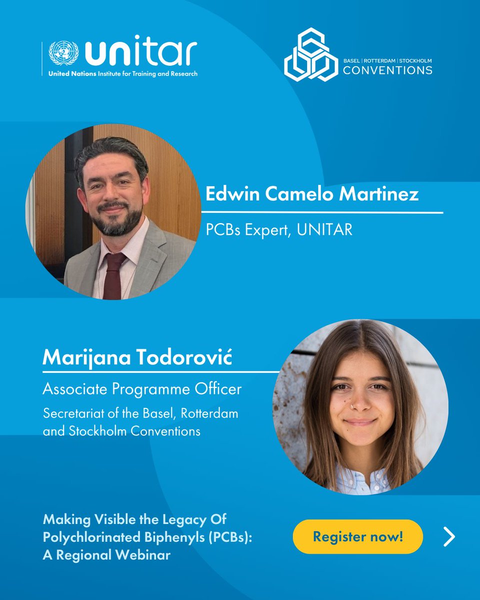 UNITAR's tweet image. Join our Regional Webinar: Making Visible the Legacy of PCBs for Asia.

🗓️ 30 September

🕚 2 p.m. - 4 p.m. GMT+8 | 8 a.m. - 10 a.m. CET

📍 Online | English.

Register here ➡️ f.mtr.cool/tinuazekpo

#PCBs #BRSConventions #StockholmConvention #UNITAR #BRSSecretariat