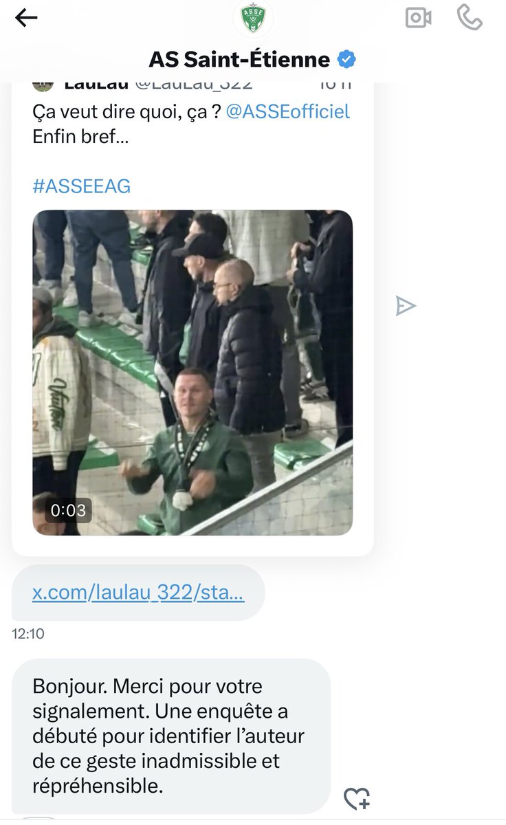 Merci l’ASSE pour cette réaction. Pourvu qu’il soit identifié le plus rapidement possible.

<a href="/ASSEofficiel/">AS Saint-Étienne</a>