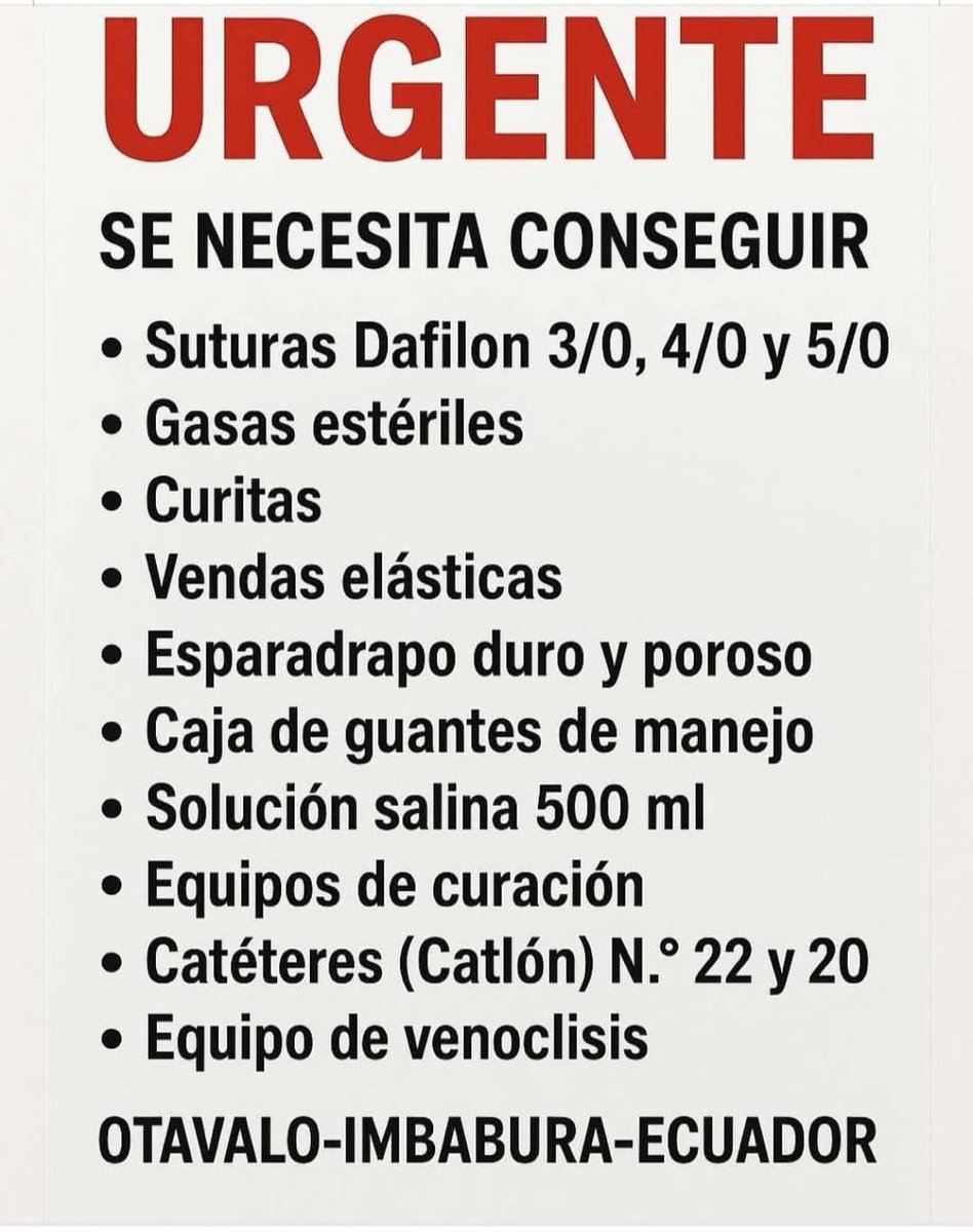 🔴#URGENTE se necesita implementos de primeros auxilios para #Pinsaqui, pasa la voz.
#AyudaSocial 
#ParoNacionalEcuador 
#ParoNacional