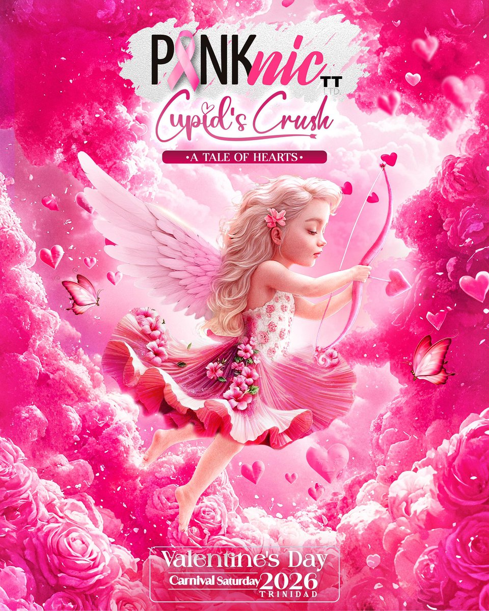aircommittee3's tweet image. Love is in the air💕…and so is PINKnic💘

On Carnival Saturday 2026, love writes the most magical chapter📖…as we present...Cupid’s Crush - A Tale of Hearts 🏹💘

TICKETS GO LIVE:
Wed Oct 1st 2025 | 10am via islandetickets.com 

#PINKnicTT #PartyWithAPurpose #ValentinesDay