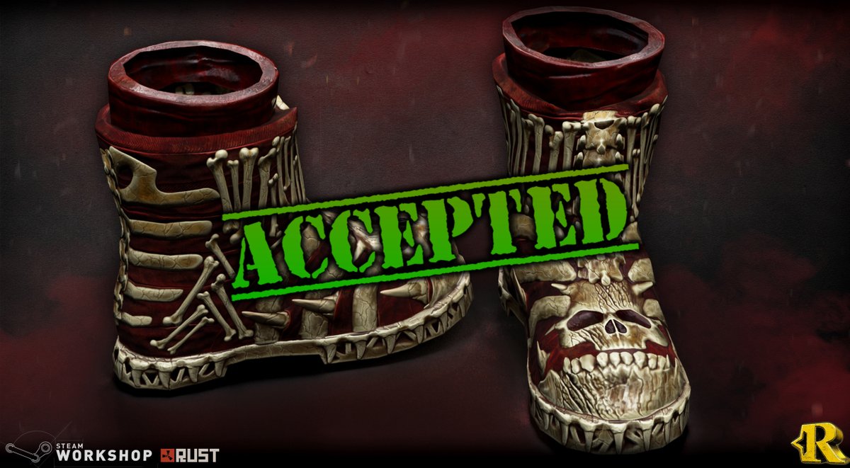 ACCEPTED✅Boots made of real bones, wrapped in bloody rags left over from battle. Skulls are sewn into the soles, so every step crunches like the hopes of others.These aren't shoes, they're weapons of fallen souls.
store.steampowered.com/itemstore/2524…
<a href="/FcpnchStds/">facepunch</a> <a href="/gerrmanman/">ThatGermanGuy</a> <a href="/playrust/">Rust</a> <a href="/Helkus/">Helk</a>