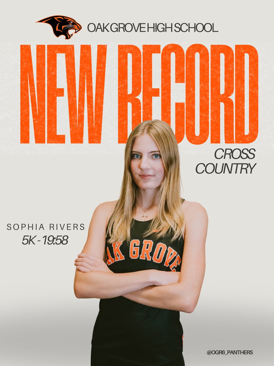 OG_Activities's tweet photo. NEW RECORD! 🎉🏅
Sophia Rivers just set the OGHS Girls Cross Country 5K school record with a blazing 19:58. 

Want to see how our teams did yesterday? Get official scores and updates on MSHSAA: 
🔗 https://t.co/pOm5s3fYpw https://t.co/gH7n9BMRQU