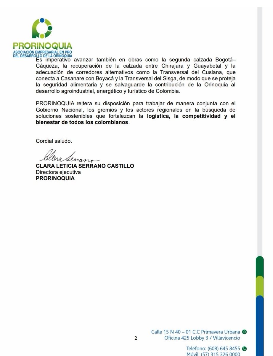 Cierre en la #VíaAlLlano pone en riesgo la seguridad alimentaria de Bogotá, limita nuestra competitividad y el flujo de turistas.

#Comunicado

<a href="/petrogustavo/">Gustavo Petro</a> <a href="/infopresidencia/">Presidencia Colombia 🇨🇴</a> <a href="/MinTransporteCo/">MinTransporte</a> <a href="/Supertransporte/">SuperTransporte 🇨🇴</a> <a href="/TransitoPolicia/">Dirección de Tránsito y Transporte</a> <a href="/InviasOficial/">Invías</a> <a href="/ELTIEMPO/">EL TIEMPO</a> <a href="/elespectador/">El Espectador</a> <a href="/elcolombiano/">El Colombiano</a>