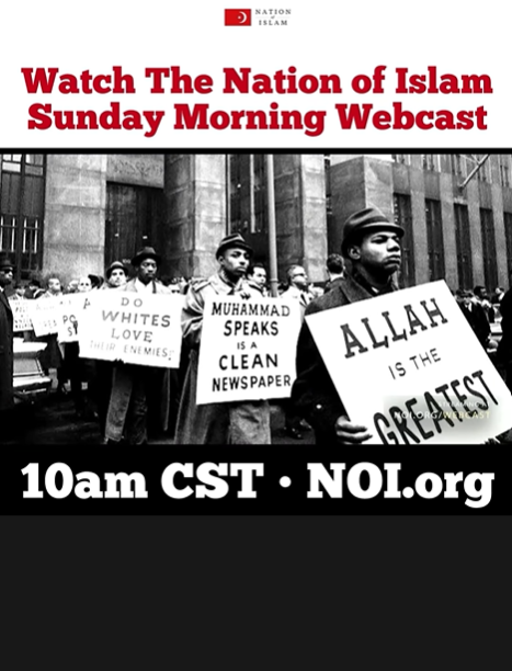 Join us for our weekly lecture LIVE from our National Headquarters in Chicago 10am CT/11am ET. Go to noi.org/webcast #Farrakhan #NOISundays #BlackExcellence #Muslims #Christians #Mexican #Disaster #SundayMorning #EndTimes #Revelation
