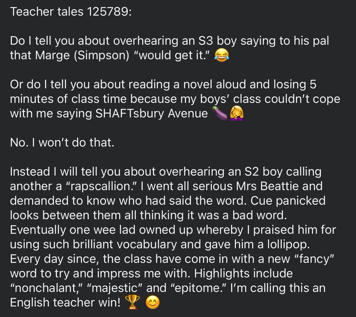 Teaching is, as ever, entertaining!
