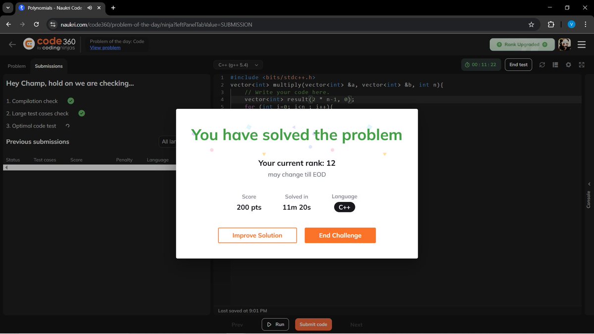 a_gupta30206's tweet photo. Hey BitBuddies 💻✨!!
Day 28 of my coding journey 🚀
🟢 LeetCode POTD:
"Largest Perimeter Triangle" 🔺📏
🟢 GFG POTD:
"Longest Bounded Difference Subarray" 📊
🟢 Coding Studio:
Solved a Ninja Problem 🥷✅
#100DaysOfCode #leetcode #geeksforgeeks #coding #codestudio https://t.co/UeiARNJSGo