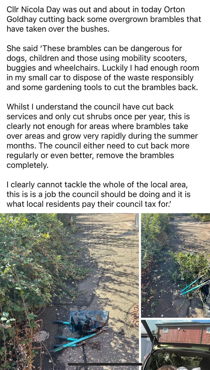 Local Green Councillor Nicola Day going above and beyond the call of duty.